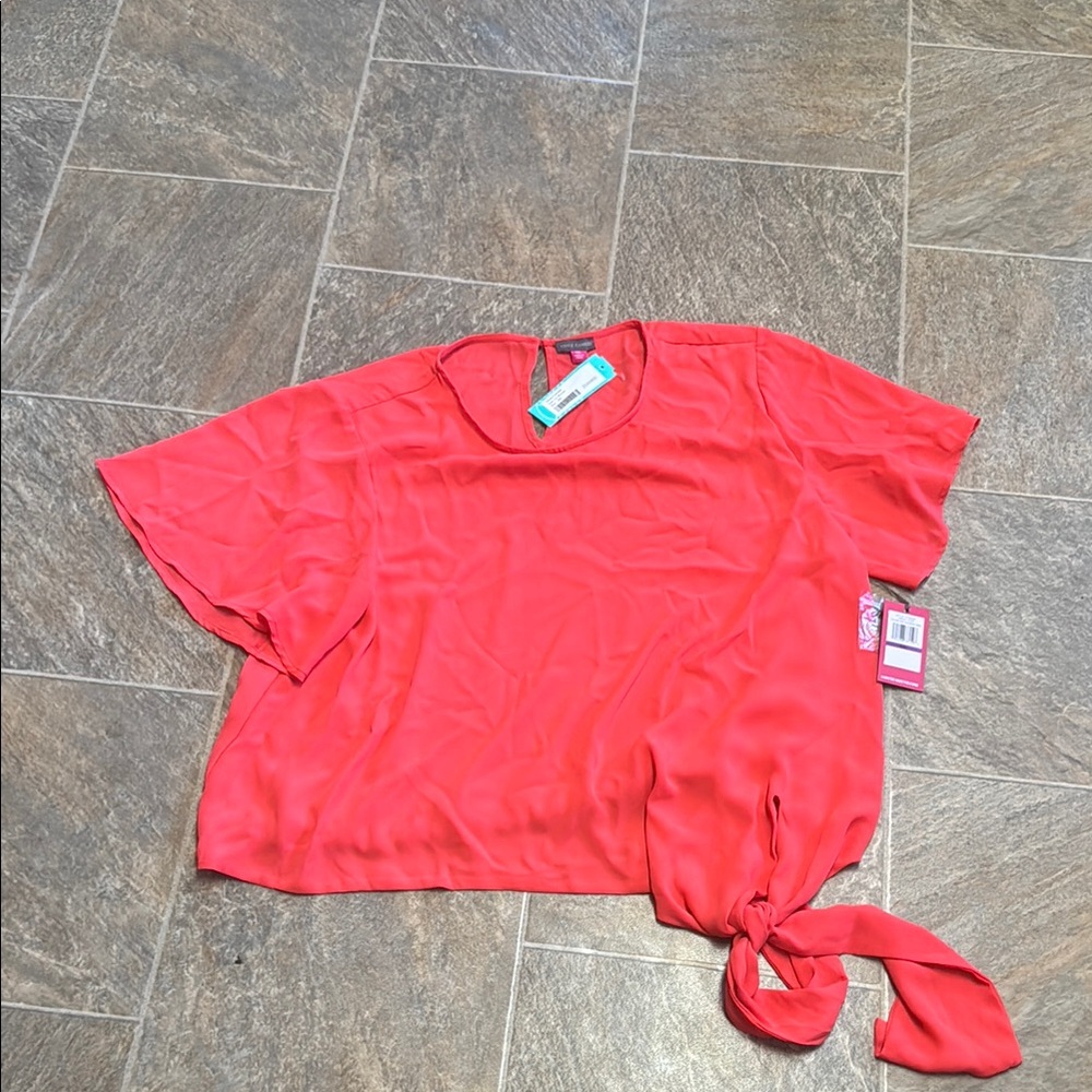 Vince Camuto Vibrant Red Blouse with Tie Accent